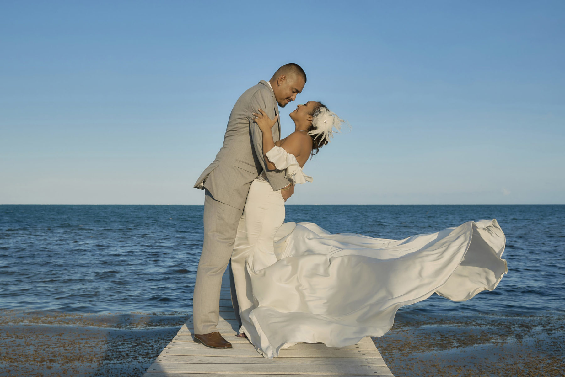 Bride and Groom at Caye Caulker Wedding, Belize